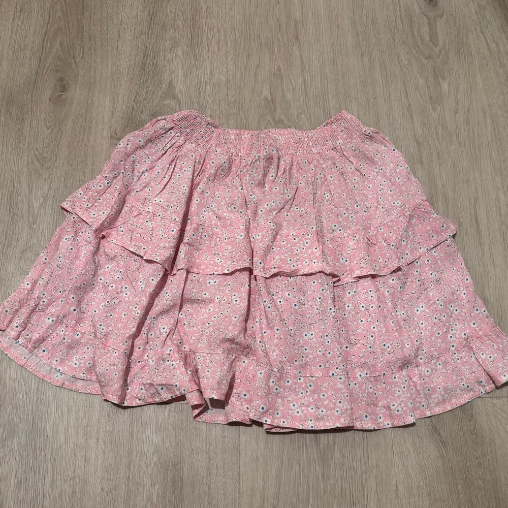 NWT Princess Polly Susanna Pink blush Floral Ruffle Tier Mini Skirt